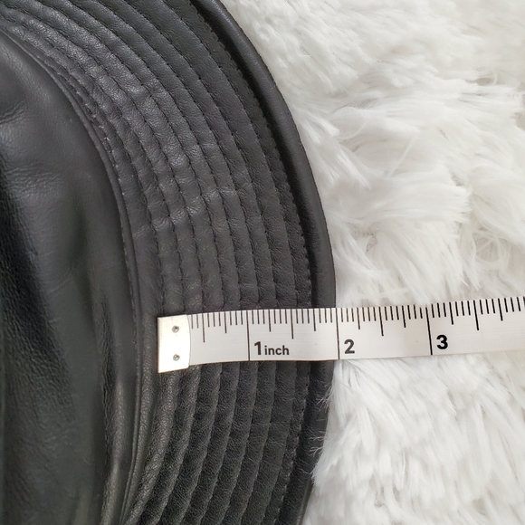 HENSCHEL HAT CO WOMEN BLACK VEGAN LEATHER FEDORA HAT - Picture 4 of 6